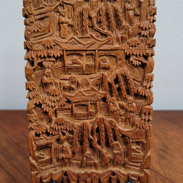 Antique 19th Century, Intricately Hand Carved Sandalwood Card Case. Canton.
