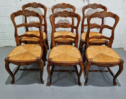 Set of Six French Cherrywood Rush Seat Dining Chairs | Antique & Vintage | Moonee Ponds Antiques | Australia Wide Delivery