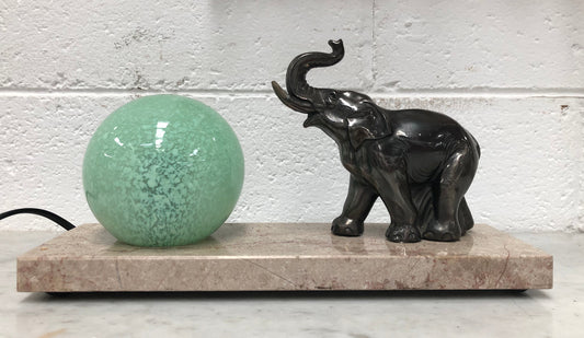 French Art Deco Elephant lamp on marble base. It has been rewired. Circa 1920.