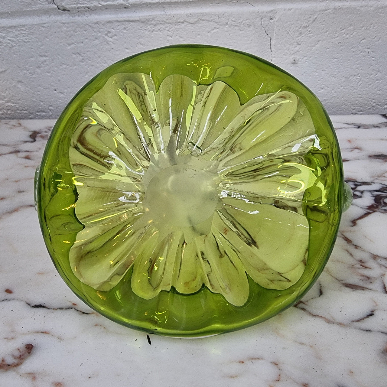 Delightful Art Glass Vintage Basket Green | Antique & Vintage | Moonee Ponds Antiques | Australia Wide