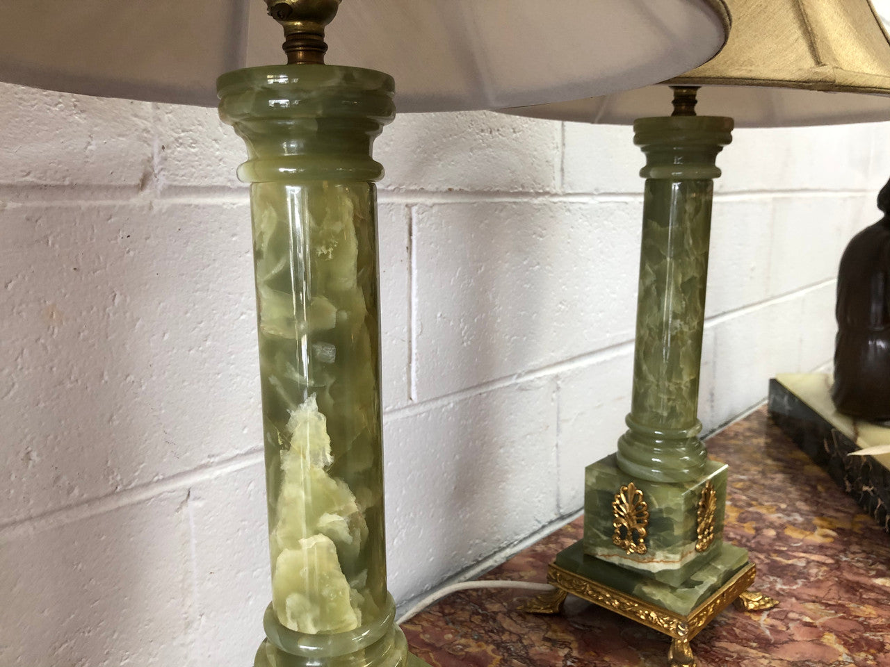 Pair Of French Onyx Lamps With Shades