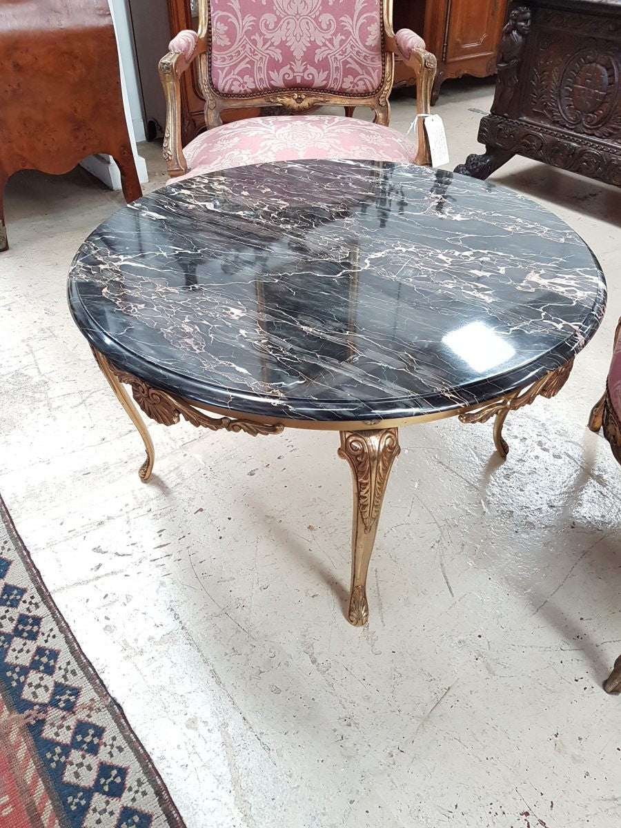 French Portoro Marble Coffee Table