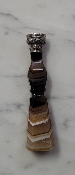 Stunning French Banded Agate & Silver Wax Seal | Antique & Vintage | Moonee Ponds Antiques | Australia Wide Delivery