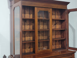 Edwardian Mahogany Bookcase With 3 Glass Display Doors & 3 Shield Cupboards Below | Antique & Vintage | Moonee Ponds Antiques | Australia Wide Delivery