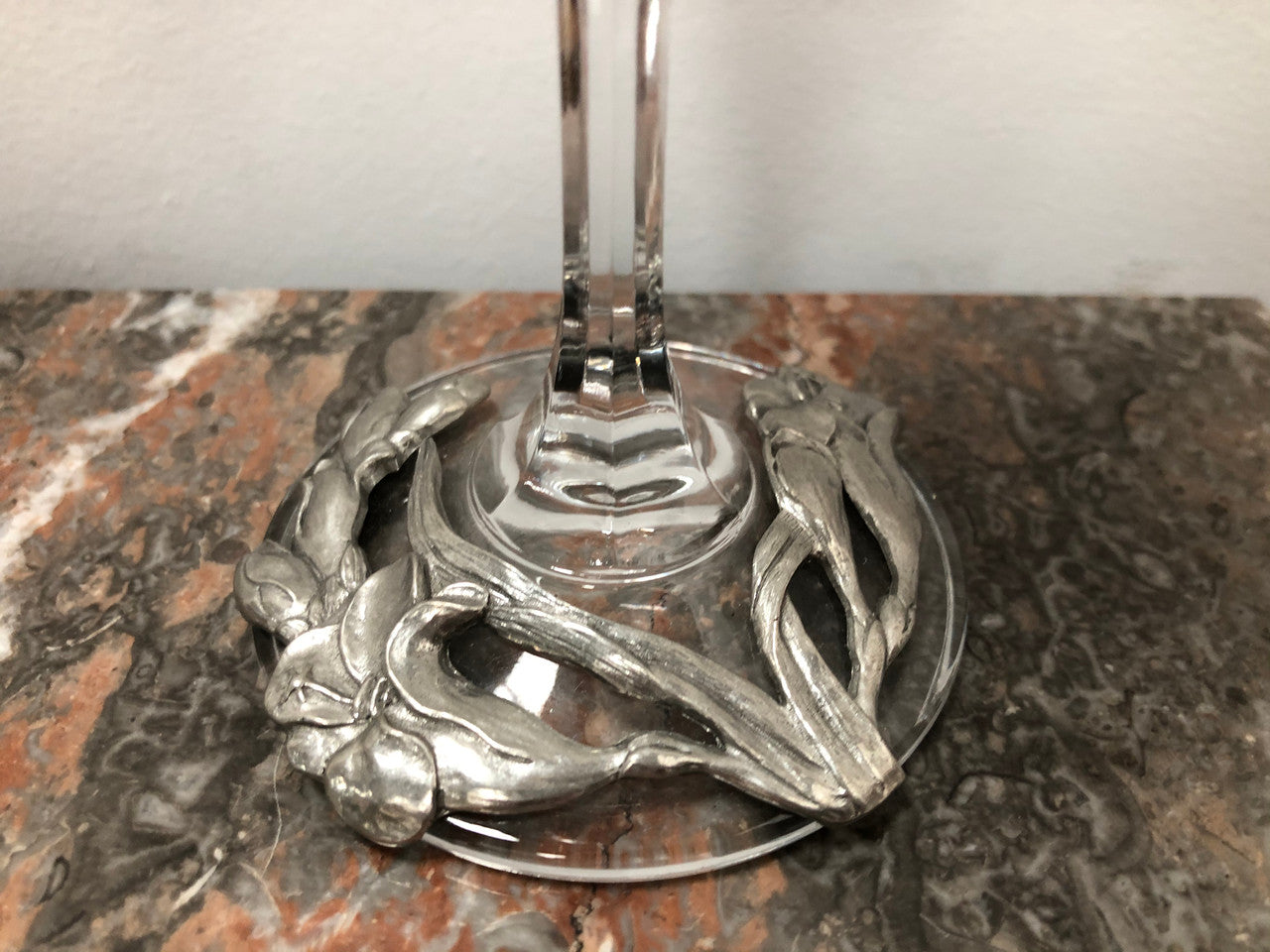 Royal Selangor Floral Pewter and Crystal Fluted Glass | Antique & Vintage | Moonee Ponds Antiques | Australia Wide Delivery