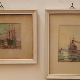 A lovely pair of framed watercolor paintings signed by Australian artist Harold Dalton Hall. In good original condition.
