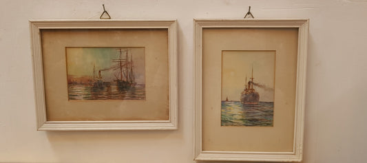 A lovely pair of framed watercolor paintings signed by Australian artist Harold Dalton Hall. In good original condition.