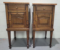 Pair of French Oak Marble Top Bedside Cabinets | Antique & Vintage | Moonee Ponds Antiques | Australia Wide Delivery
