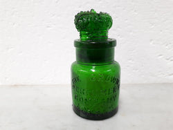 Round Victorian Green Glass Crown Perfume Bottle | Antique & Vintage | Moonee Ponds Antiques | Australia Wide Delivery