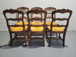 Set of 6 French Louis XV Oak Dining Chairs With Rush Seats | Antique & Vintage | Moonee Ponds Antiques | Australia Wide Delivery