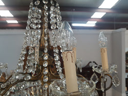 French Bronze & Crystal Six Candle Light Chandelier | Antique & Vintage | Moonee Ponds Antiques | Australia Wide Delivery