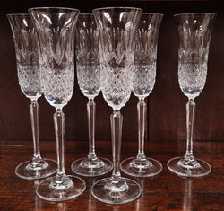 Set of Eight Crystal Champagne Glasses | Antique & Vintage | Moonee Ponds Antiques | Australia Wide Delivery