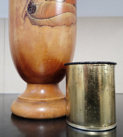 Antique Pokerwork Timber Vase With Floral Design | Antique & Vintage | Moonee Ponds Antiques | Australia Wide Delivery