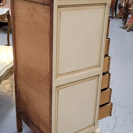 Vintage French Louis 15th Style original painted seven drawer semainier of pleasing narrow proportions with panelled sides. They have been sourced from France and are in good original condition.
