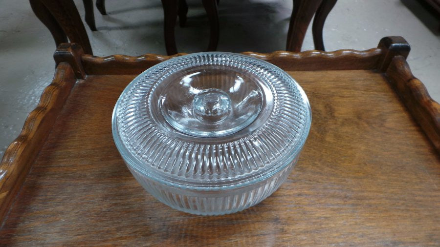 Round Vintage glass container