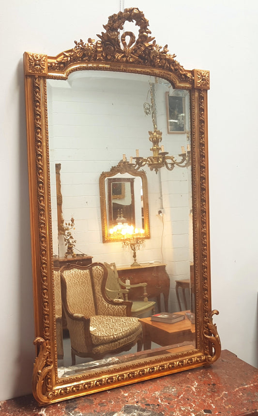 French Gilt Napoleon III Over Mantle Mirror