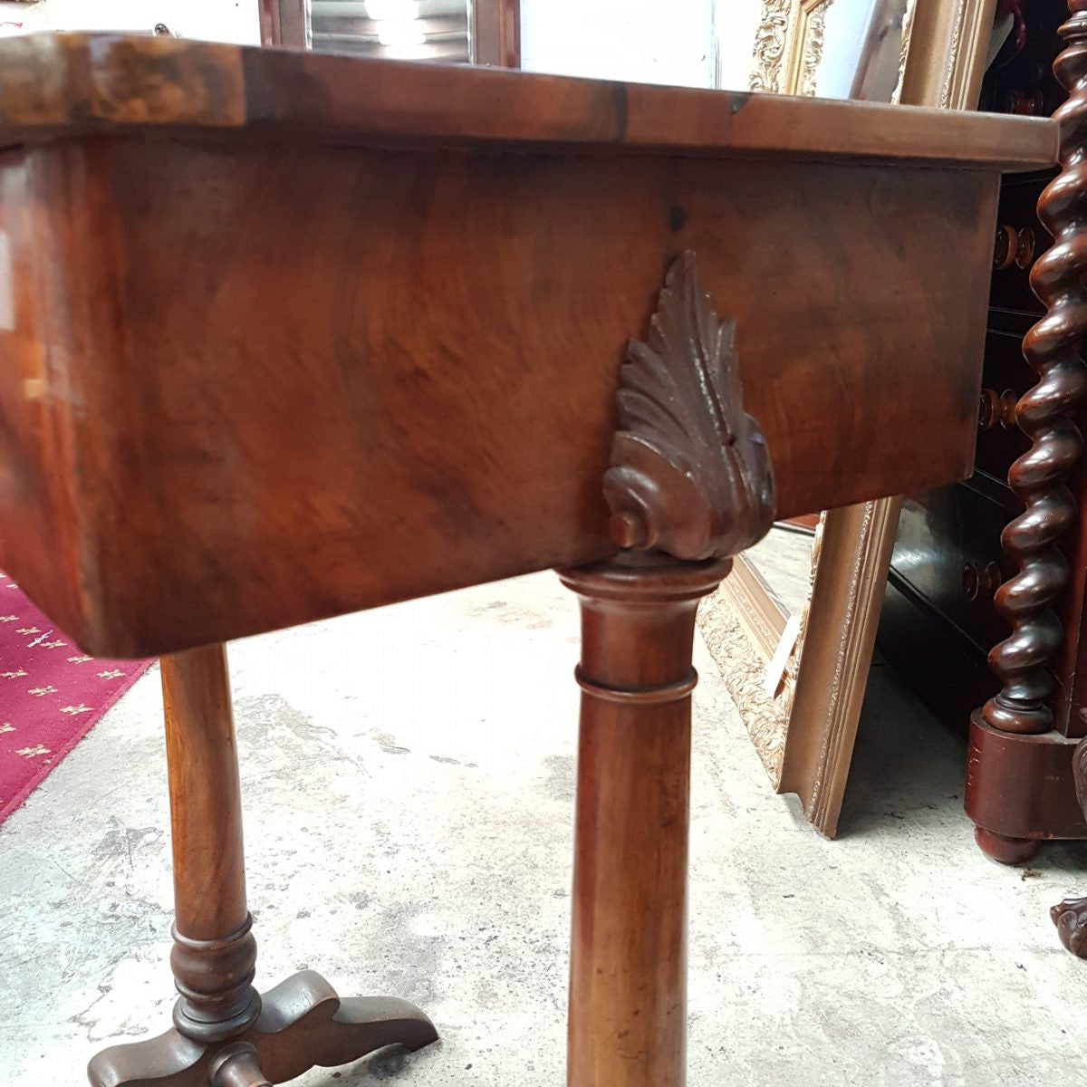 Continental Figured Mahogany Work Table | Antique & Vintage | Moonee Ponds Antiques | Australia Wide Delivery