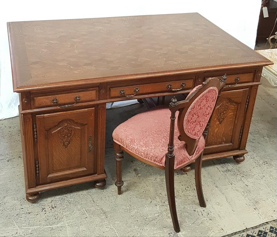 French Oak Partners Desk | Antique & Vintage | Moonee Ponds Antiques | Australia Wide Delivery