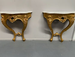 Rare Pair Of Antique Carved Gilt Wood & Marble Top Console Tables | Antique & Vintage | Moonee Ponds Antiques | Australia Wide Delivery