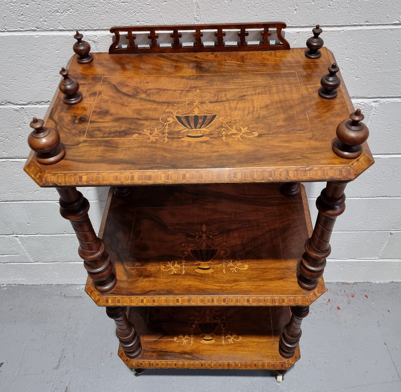 Victorian Beautifully Inlaid Walnut Three Shelf What-Not | Antique & Vintage | Moonee Ponds Antiques | Australia Wide Delivery