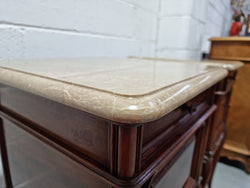 Pair of Louis XV Style Marble Top Walnut Bedside Cabinets | Antique & Vintage | Moonee Ponds Antiques | Australia Wide Delivery