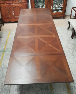 French Oak Spanish Style Parquetry Top Extension Table | Antique & Vintage | Moonee Ponds Antiques | Australia Wide Delivery