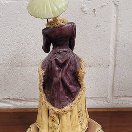 Vintage Italian figurine of lady holding umbrella signed. Sourced locally and in good original condition, please view photos as they help form part of the description.