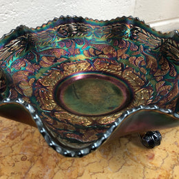 Moonee Ponds Antiques Large Carnival Glass Bowl With Fish Pattern