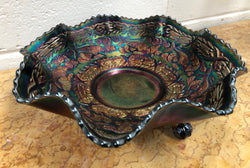 Large Carnival Glass Bowl With Fish Pattern | Antique & Vintage | Moonee Ponds Antiques | Australia Wide Delivery