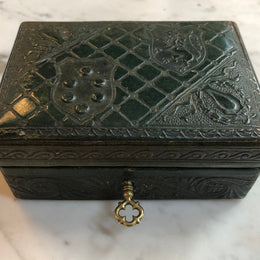 Victorian Green Leather Embossed Box
