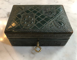 Victorian Green Leather Embossed Box | Antique & Vintage | Moonee Ponds Antiques | Australia Wide Delivery