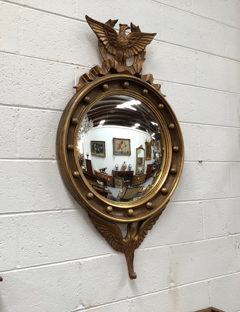 Rare Wooden Framed Convex Mirror