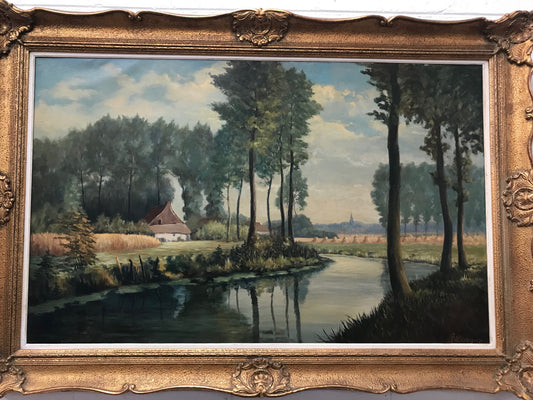 Beautiful Large French Oil Painting