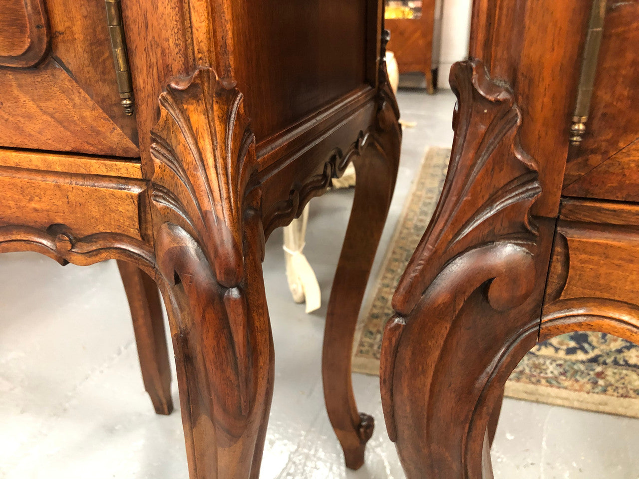 Beautiful pair of French walnut Bedside cabinets | Antique & Vintage | Moonee Ponds Antiques | Australia Wide Delivery