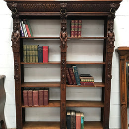 Antique 19th Century French Beautifully Carved Open Bookcase