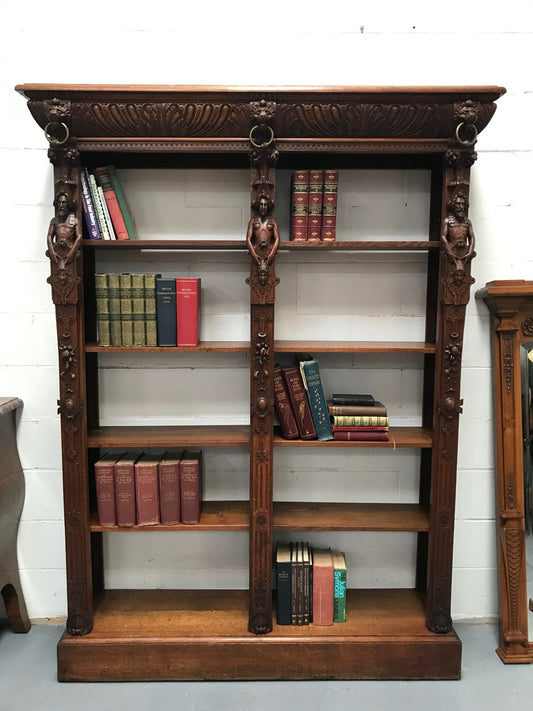Antique 19th Century French Beautifully Carved Open Bookcase