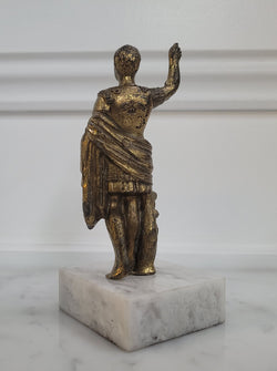 Vintage Cast Brass Figure Julius Caesar On Marble Base | Antique & Vintage | Moonee Ponds Antiques | Australia Wide Delivery