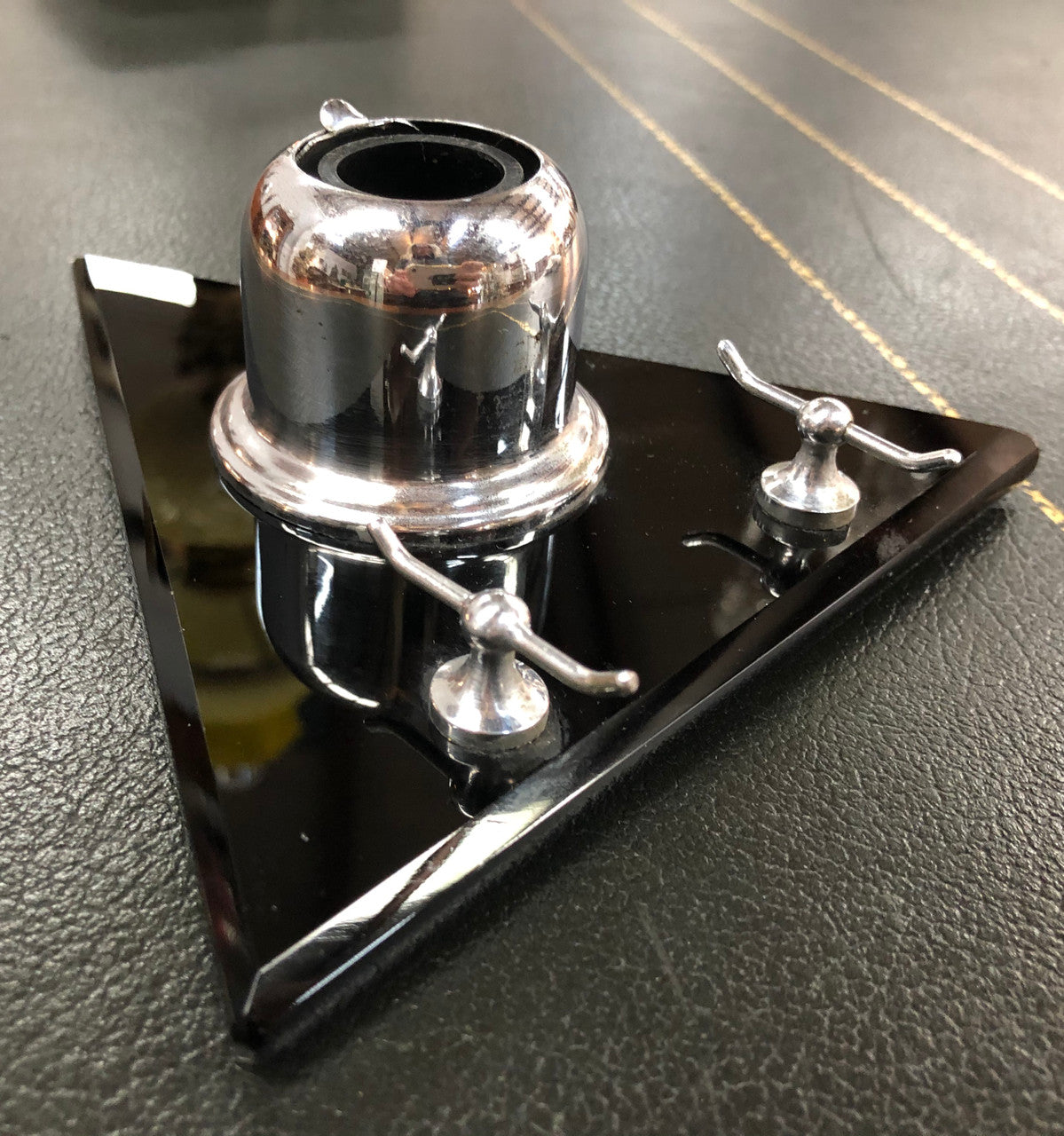 Triangular Art Deco Chrome & Glass Ink Well | Antique & Vintage | Moonee Ponds Antiques | Australia Wide Delivery