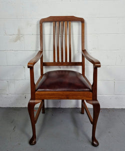 Black Wood Period Leather Seat Armchair | Antique & Vintage | Moonee Ponds Antiques | Australia Wide Delivery