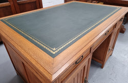 French Oak Art Deco Full Partners Desk With Leather Top | Antique & Vintage | Moonee Ponds Antiques | Australia Wide Delivery
