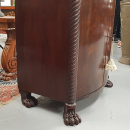 Antique Flame Mahogany Claw Foot Shoe Cupboard