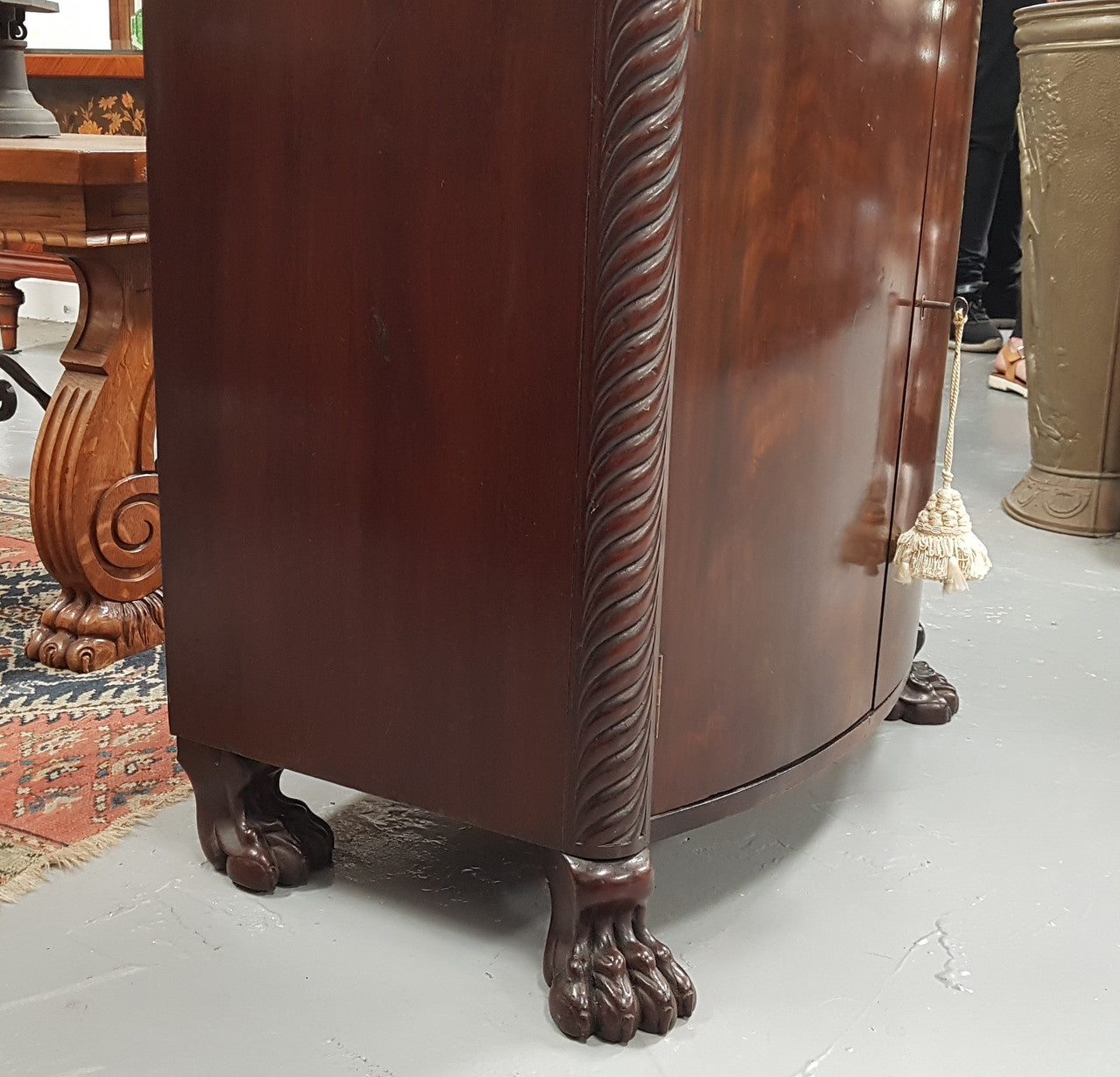 Antique Flame Mahogany Claw Foot Shoe Cupboard | Antique & Vintage | Moonee Ponds Antiques | Australia Wide Delivery