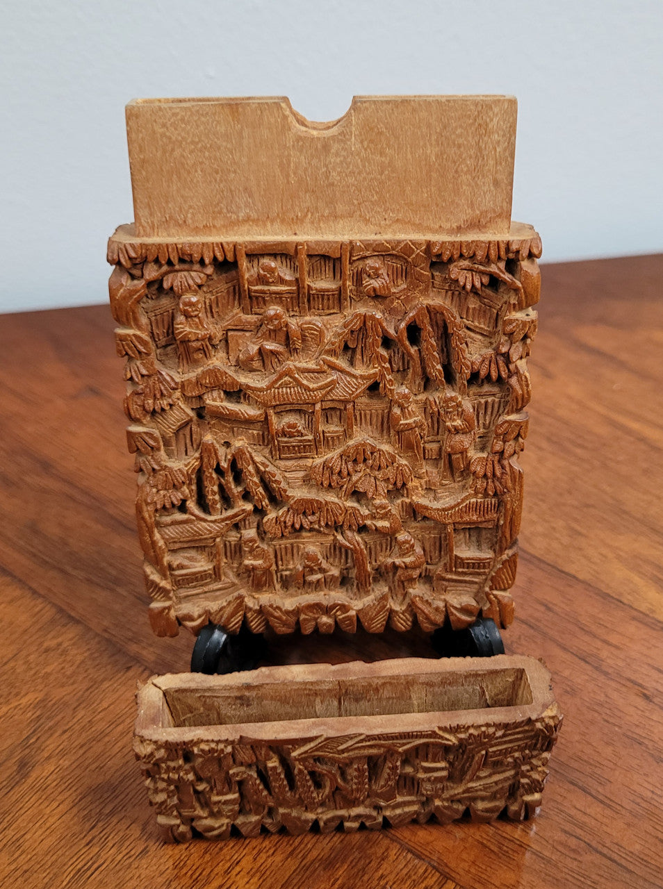 Antique 19th Century Intricately Hand Carved Sandalwood Card Case | Antique & Vintage | Moonee Ponds Antiques | Australia Wide Delivery