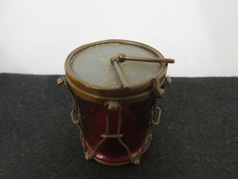 Very Rare Victorian Ruby Glass & Brass Trinket Box