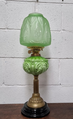 Beautiful Victorian Green Banquet Lamp | Antique & Vintage | Moonee Ponds Antiques | Australia Wide Delivery