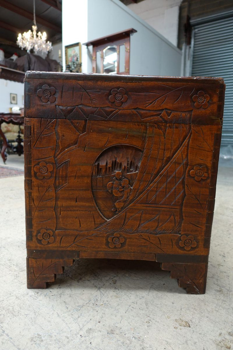 Carved Chinese Camphor Wood Trunk | Antique & Vintage | Moonee Ponds Antiques | Australia Wide Delivery