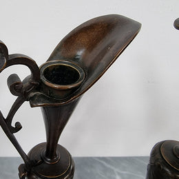 A stunning pair of French Art Nouveau bronze candlesticks. They are of fine quality and in very good condition.