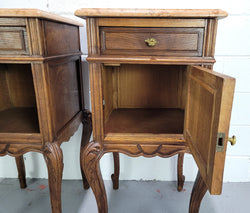 French Oak Louis 15th Style Marble Top Bedside Cabinets | Antique & Vintage | Moonee Ponds Antiques | Australia Wide Delivery