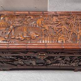 Impressive Carved Camphor Wood Chest