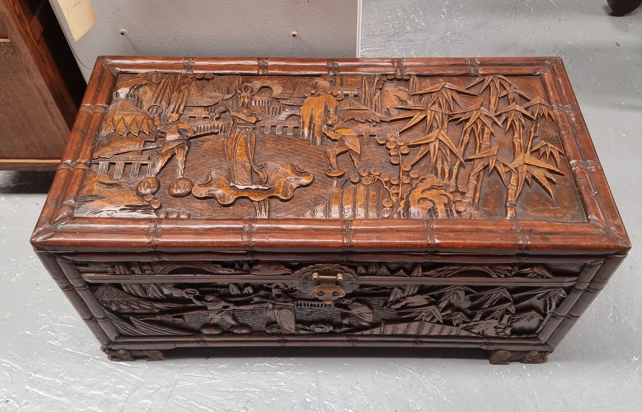 Impressive Carved Camphor Wood Chest